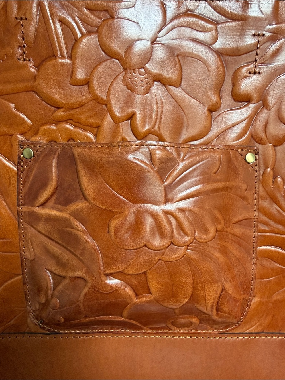 NWT Patricia Nash tote Toscana gold cognac tooled leather western classic tooled - Picture 5 of 15